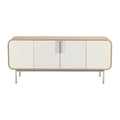 Technische titel in het Nederlands: "Moderne Eikenhouten Dressoir met Witte Fronten en Minimalistisch Design"