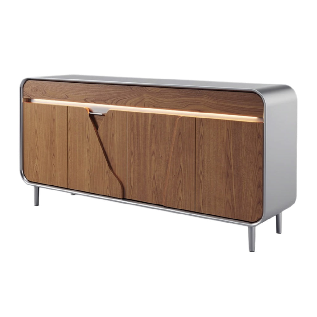Moderne houten dressoir met LED-verlichting en strakke lijnen