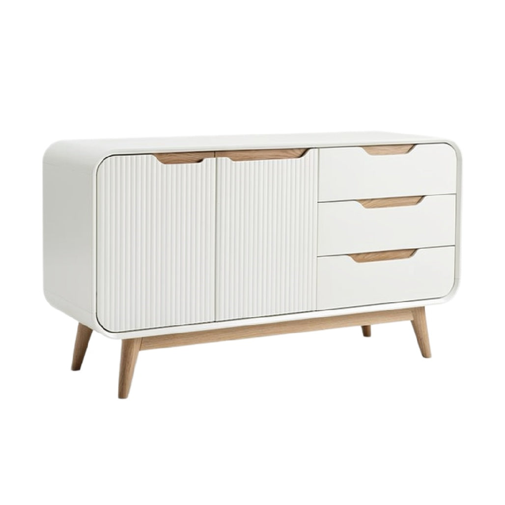Moderne Witte Dressoir met Houten Accenten en Lades