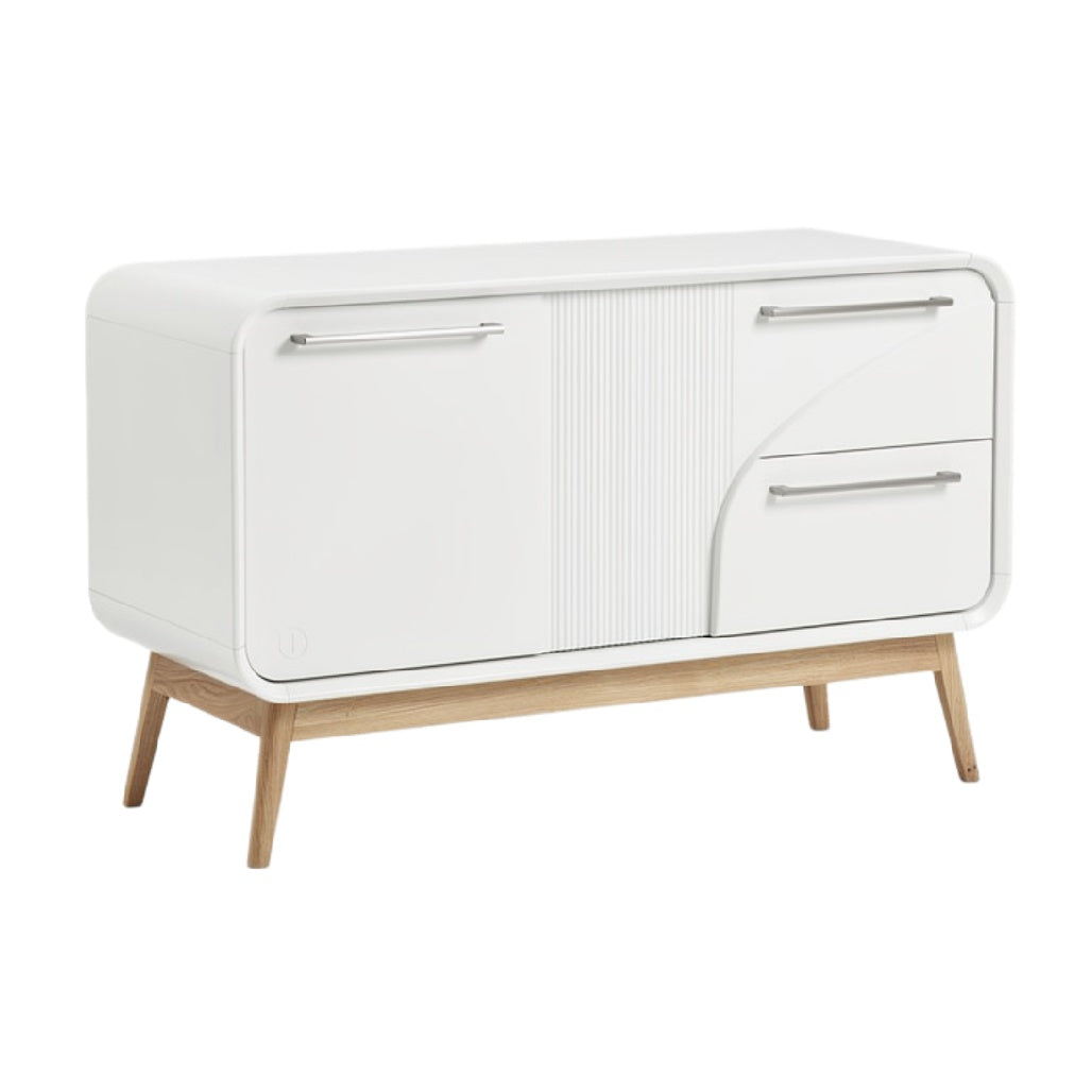 Moderne Witte Dressoir met Houten Poten en Lades