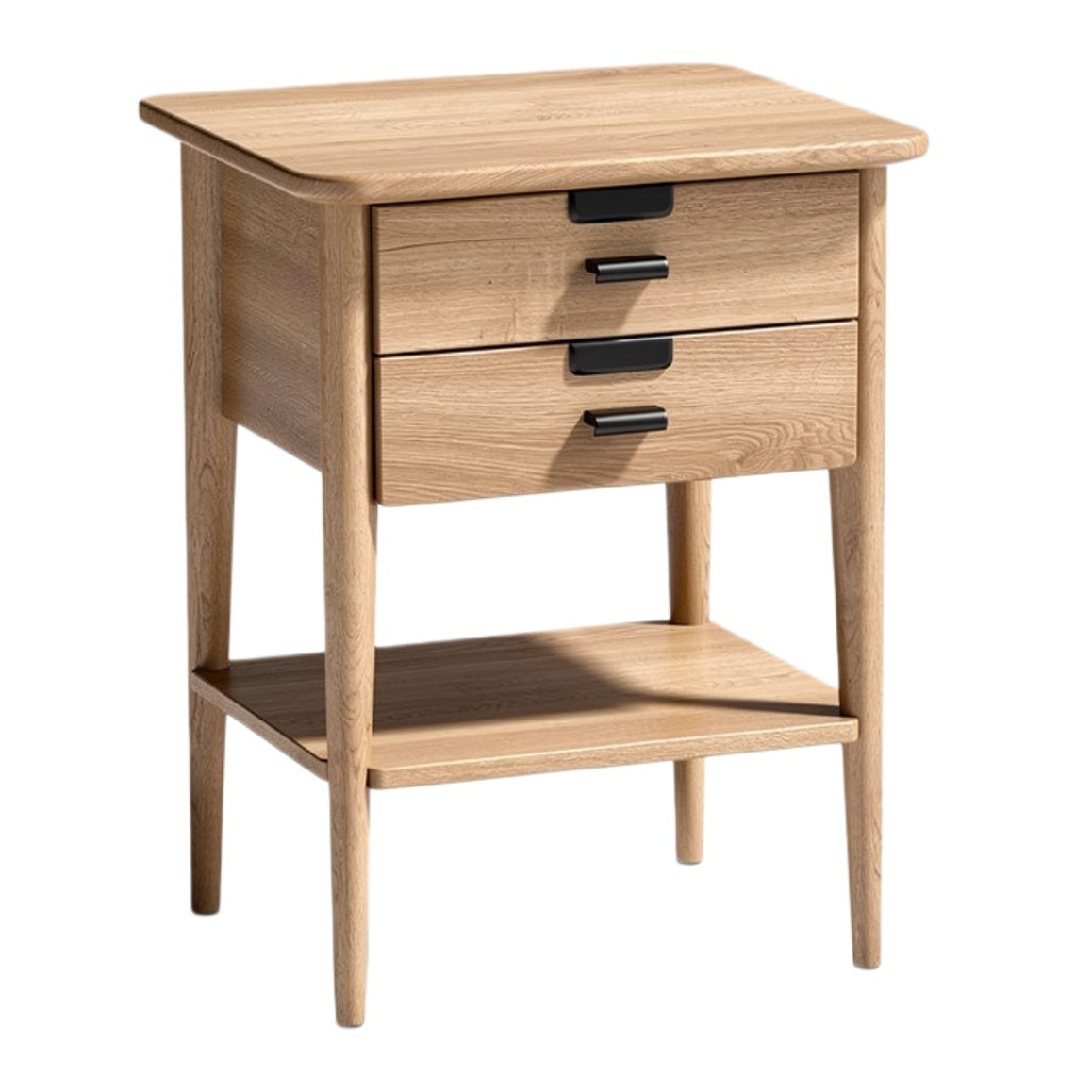 "Moderne Houten Nachtkastje met 3 Lades en Open Plank"