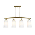 Verlichting Armatuur met 4 Witte Glas Lichten en Goudkleurige Buitenkant