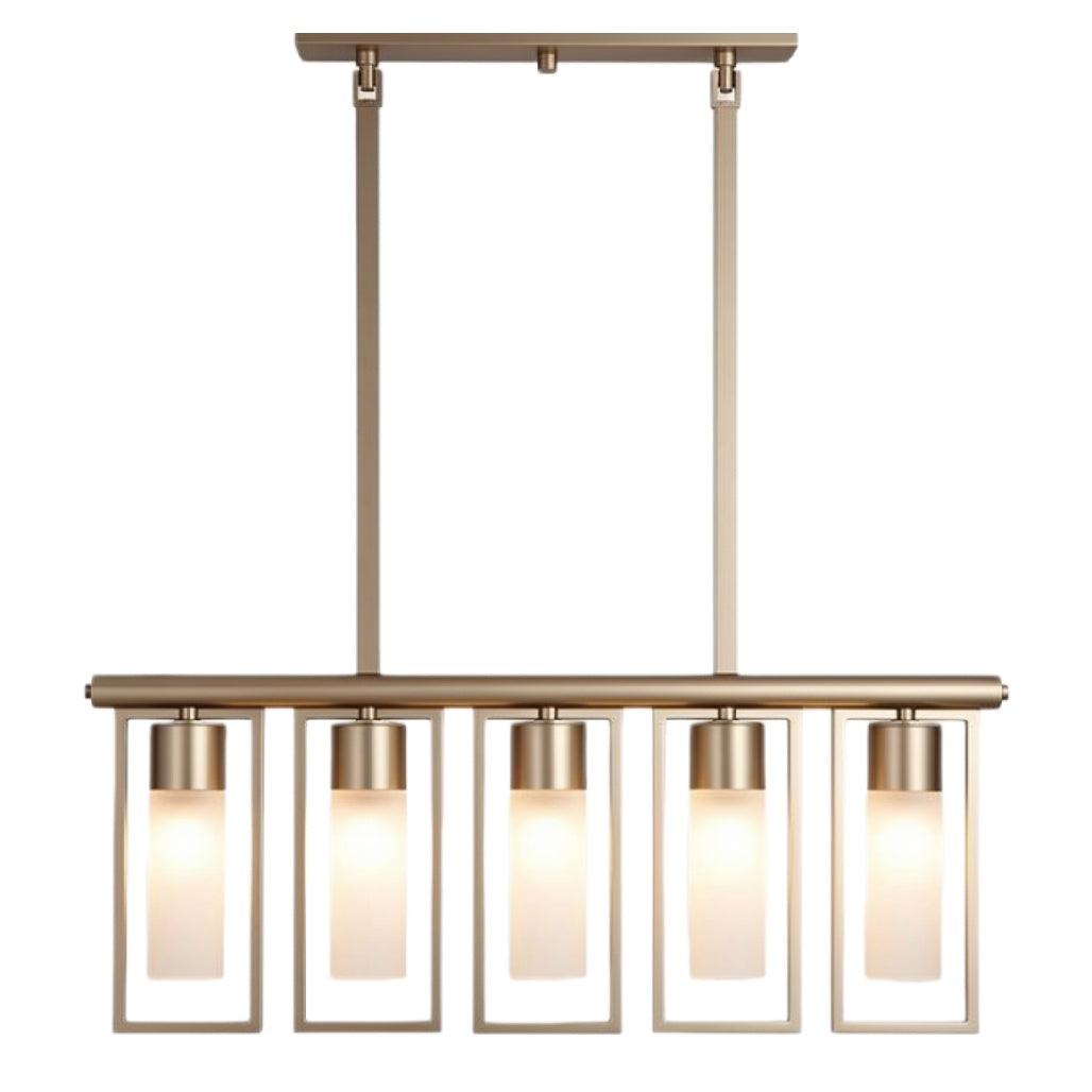 Technische Titel: "Moderne Hanglamp met 5 Glaslampen en Minimalistisch Ontwerp"