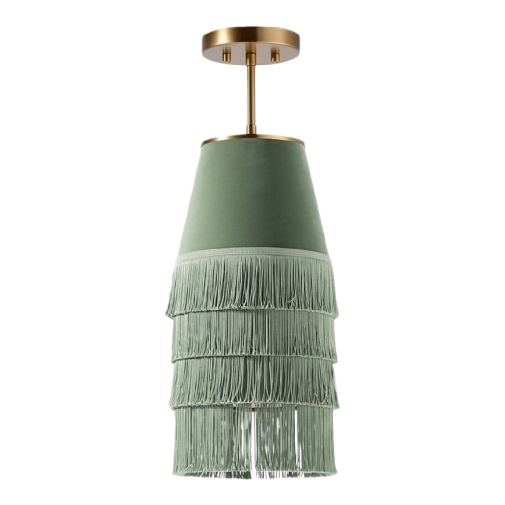 "Moderne Groene Hanglamp met Franje-Design"