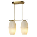 Moderne Hanglamp met Dubbele Glazen Kap en Gouden Bevestiging