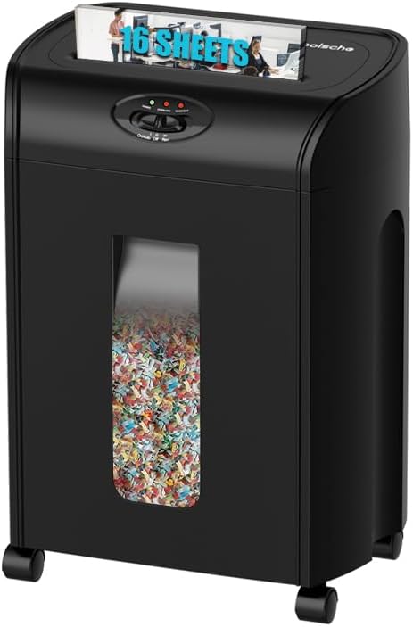 Paper Shredder, 16-Sheet Cross Cut with 4.76-Gallon Pull Out Basket, P-4 Security Level, 3-Mode Design Shred Paper and CD/Credit Card, Durable&Fast with Jam Proof System Shredder for Office