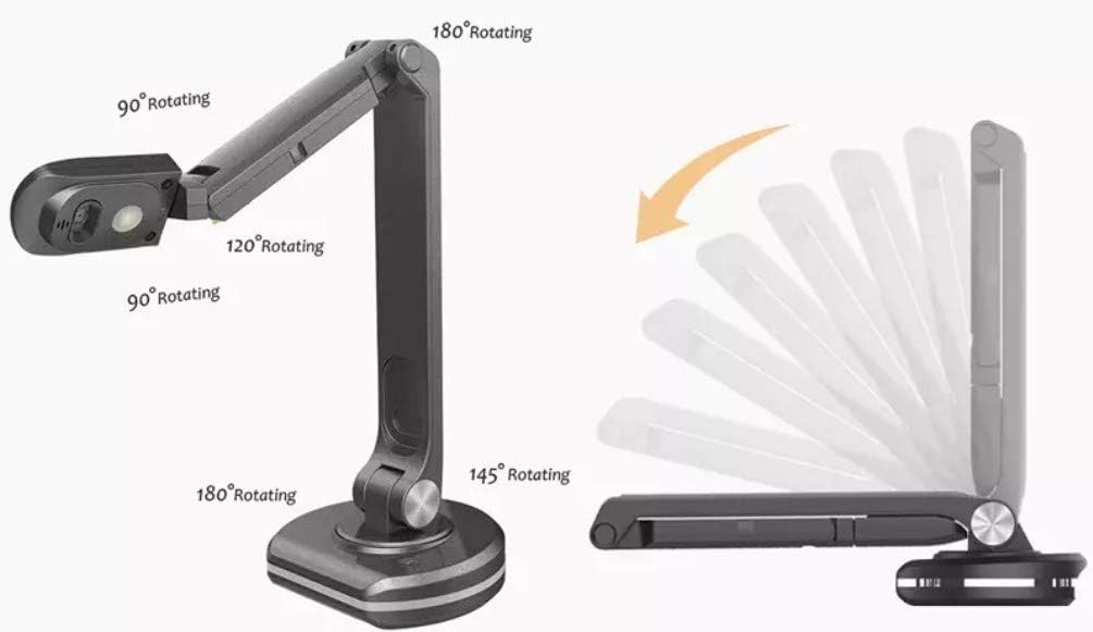 JOYUSING V500S Joy-DocCam Document Camera, 1/4" CMOS Sensor, 8.0 Megapixel Camera, 100x Digital Zoom Function, Built-in Microphone, Autofocus Lens, Flexible Arms, Max Shooting Area 16.53"x11.69"