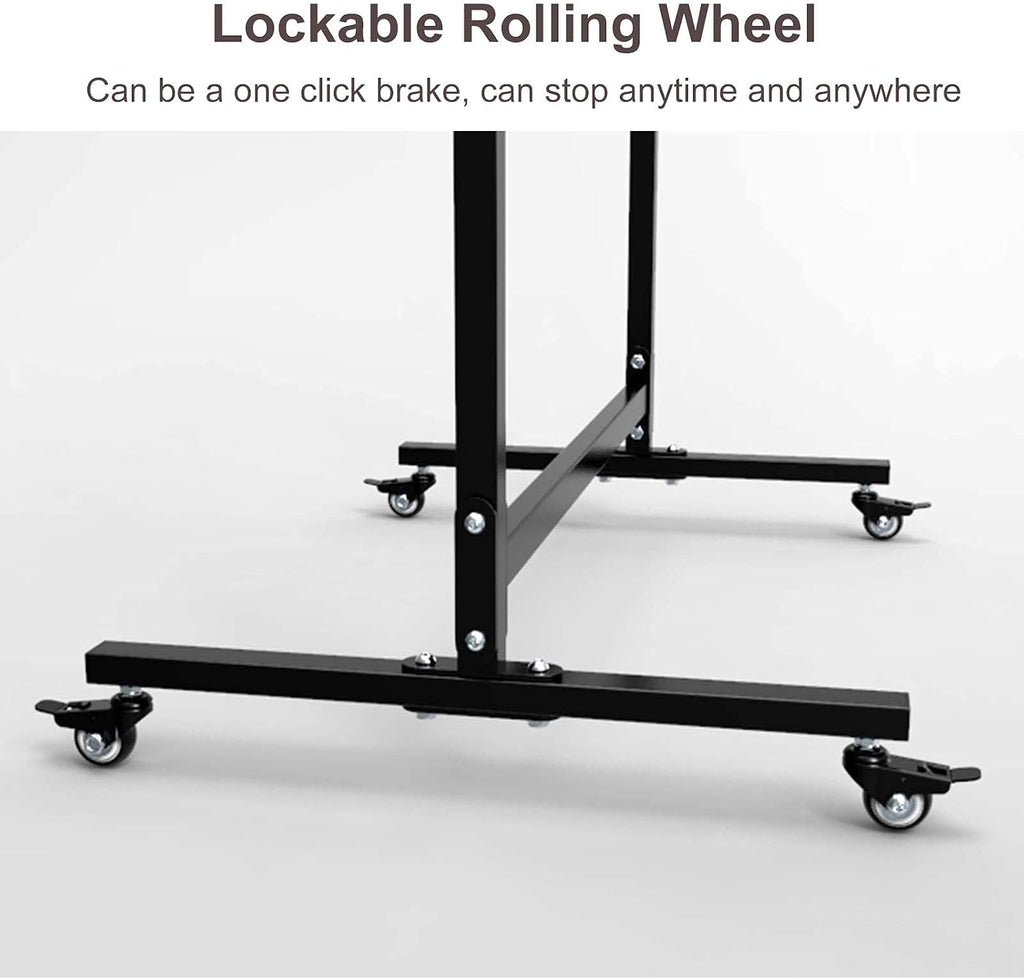 Exercise Mat Storage Cart, Large Metal Gym Rack Organizer with Wheels, Freestanding Holder for Floor Fitness Mats, Home Gym Equipment