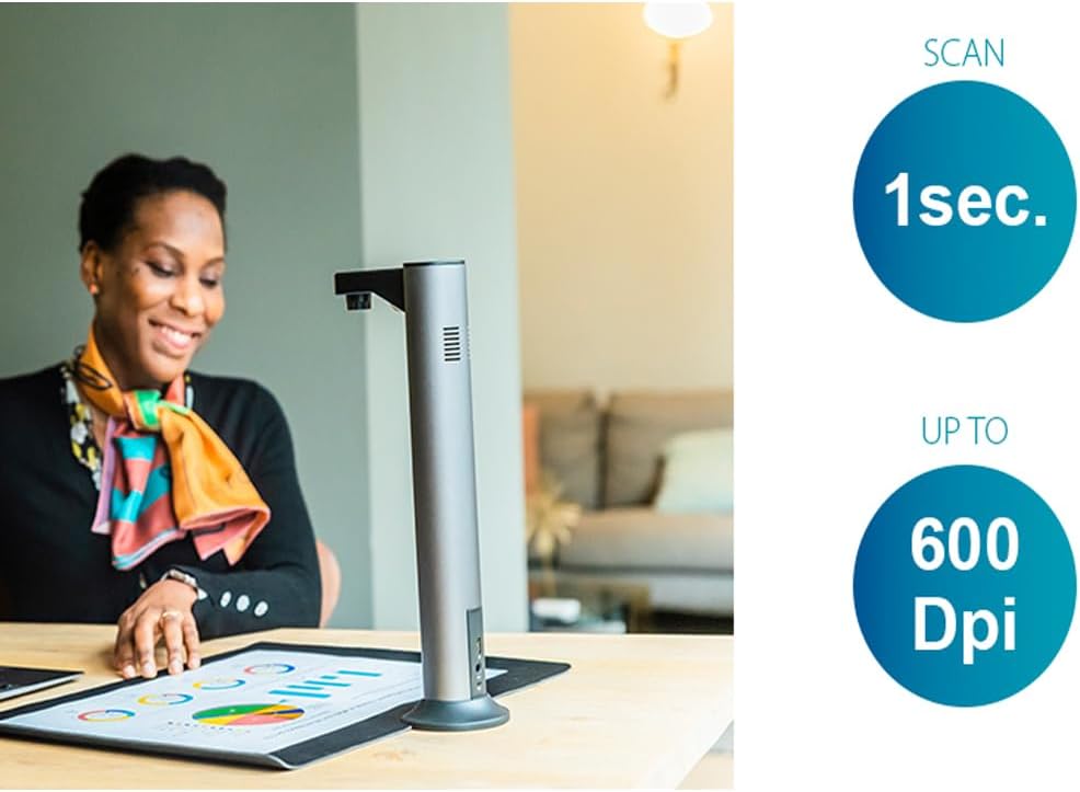 IRIScan Desk 7 PRO Scanner Document Camera a3 Scanner: 4K UltraHD|18MP|600dpi|visualizer|Library Scanner|Portable Scanner|Book Scanner|AI Curve Flattening|Finger Hiding|Win Mac