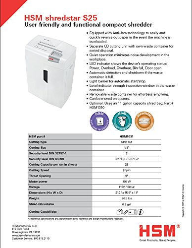 HSM shredstar X14 Cross-Cut Shredder; Shreds Up to 14 Sheets; 6.1-Gallon Capacity Shredder White | HSM1057W