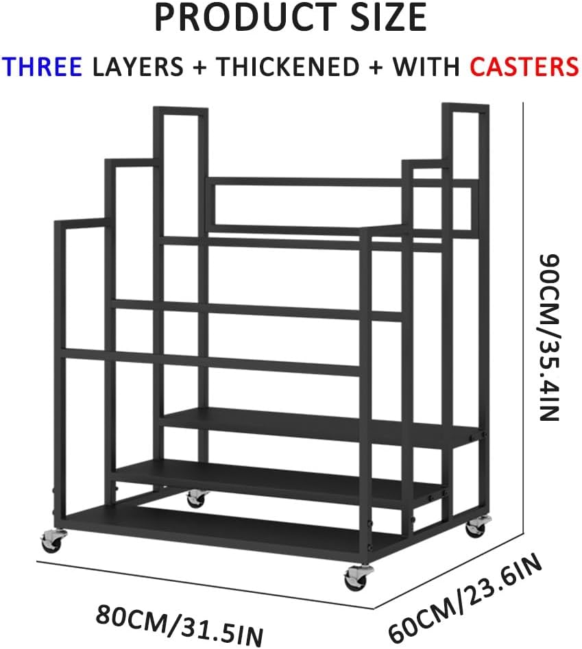 Yoga Mat Holder Basket, Large Yoga Mat Storage Cart with Wheels, Yoga Mat Rack Foam Rollers Organizer, Commercial Rack for Yoga Mat Foam Roller Storage for Gym/Yoga Studio Hold 30 Exercise Mats(Black,