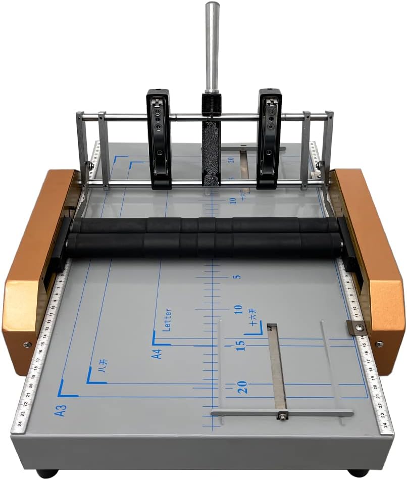 Automatic Booklet Maker Binding and Folding Machine, Max 12.48"x17.32", Folds 17 Sheets 80g Paper, 5 Stapling Positions for A3 Brochures Books Atlases
