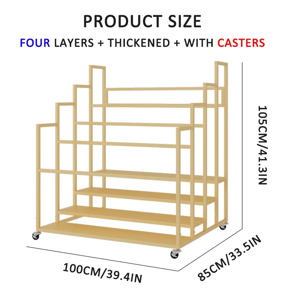 Yoga Mat Holder Basket, Large Yoga Mat Storage Cart with Wheels, Yoga Mat Rack Foam Rollers Organizer, Commercial Rack for Yoga Mat Foam Roller Storage for Gym/Yoga Studio Hold 30 Exercise Mats(Black,