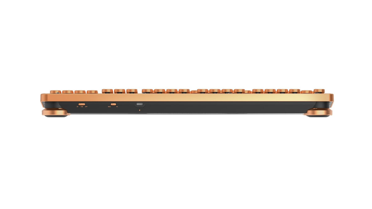 Azio Retro Classic Bluetooth Elwood - Bluetooth Luxury Vintage Backlit Mechanical Keyboard (Blue Switch, Walnut Wood, Gunmetal Matte Frame)(MK-RETRO-W-BT-01-US)