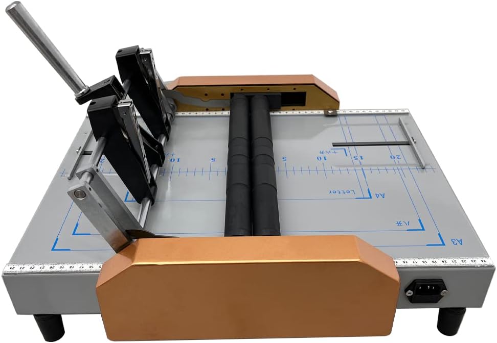 Automatic Booklet Maker Binding and Folding Machine, Max 12.48"x17.32", Folds 17 Sheets 80g Paper, 5 Stapling Positions for A3 Brochures Books Atlases