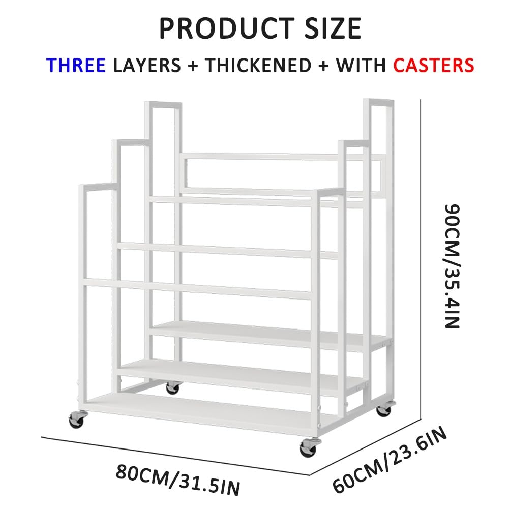 Yoga Mat Holder Basket, Large Yoga Mat Storage Cart with Wheels, Yoga Mat Rack Foam Rollers Organizer, Commercial Rack for Yoga Mat Foam Roller Storage for Gym/Yoga Studio Hold 30 Exercise Mats(Black,