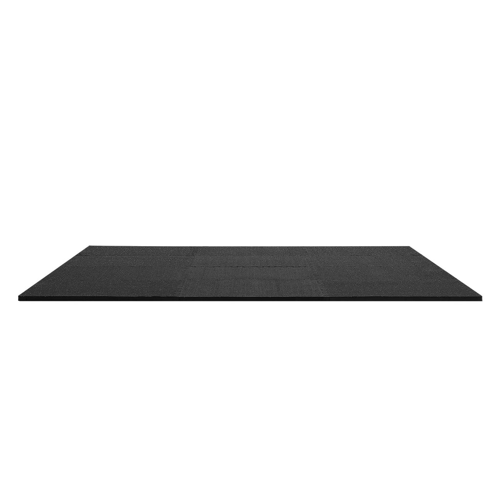VEVOR 0.56Inch 48sq.ft 12 Tiles Gym Flooring for Home Gym, Rubber Top with High Density EVA Foam, 25 x 25In Gym Floor Exercise Equipment Mats, Interlocking Gym Mats, Puzzle Workout Mats, Black & Gray