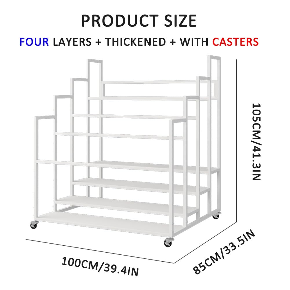 Yoga Mat Holder Basket, Large Yoga Mat Storage Cart with Wheels, Yoga Mat Rack Foam Rollers Organizer, Commercial Rack for Yoga Mat Foam Roller Storage for Gym/Yoga Studio Hold 30 Exercise Mats(Black,