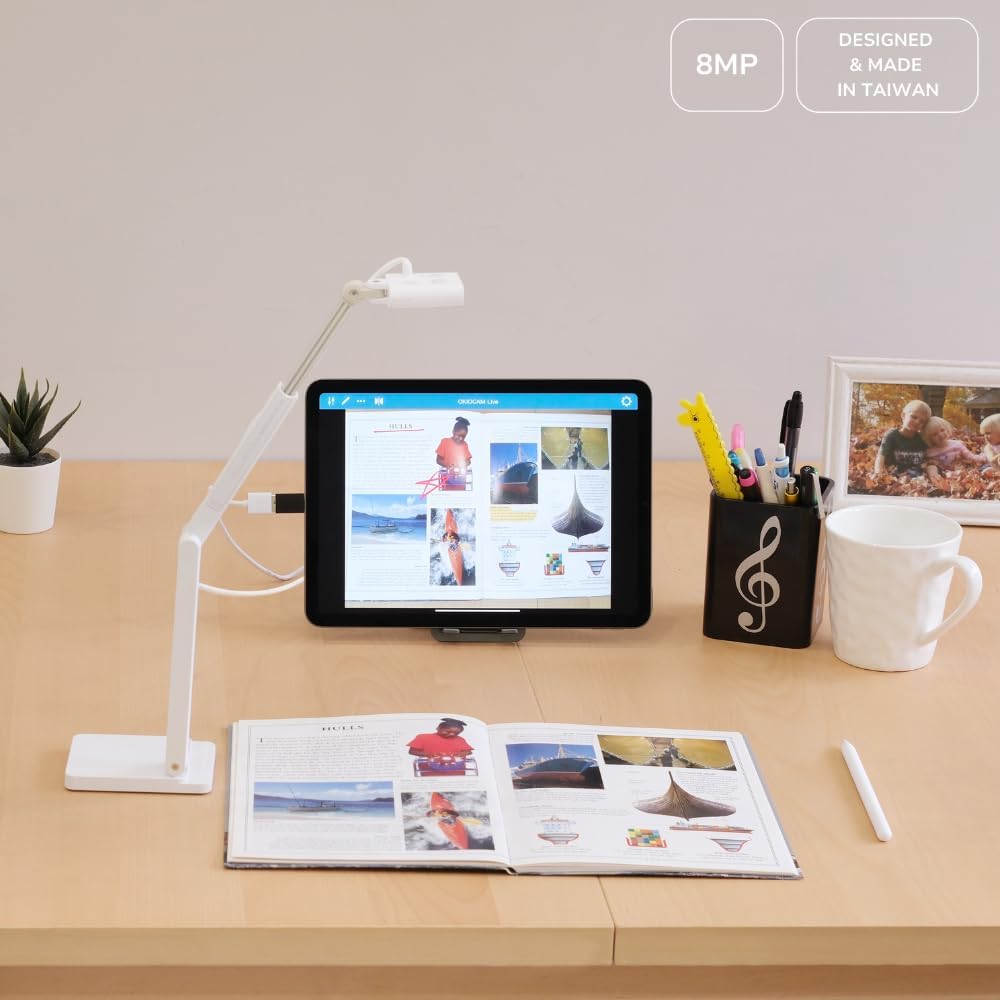 OKIOCAM S2-4K Ultra HD 8MP USB Document Camera for Teachers & Classrooms with OKIOPoint AI-Tracking, Capture Near-Ledger Size, Great in Low Light, Support Mac, USB-C iPad, Interactive Display