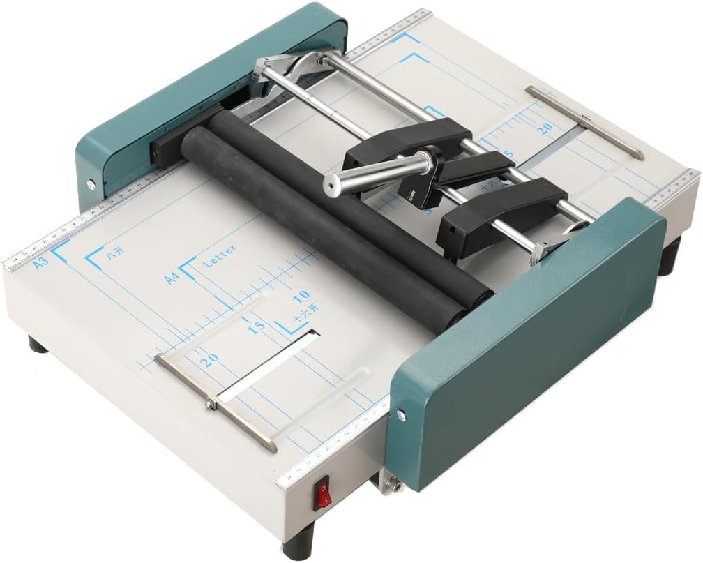 Manual Paper Booklet A3 Binding Folding Machine Automatic Folding Machine 60W Paper Stapling Making Book Stapler 110V Pamphlet A3 Paper Bookbinding for Printing Factory School Office