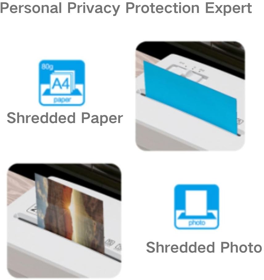 Micro Cut Paper Shredder for Home Office - Mini Electric Desktop Shredder with Cross-Cut, Confidential Document Security for Private/Individual Offices, White & Space-Saving