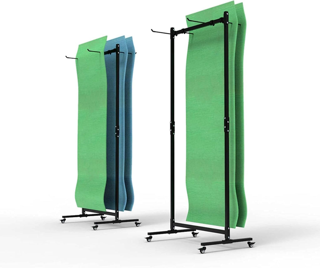 Exercise Mat Storage Cart, Large Metal Gym Rack Organizer with Wheels, Freestanding Holder for Floor Fitness Mats, Home Gym Equipment