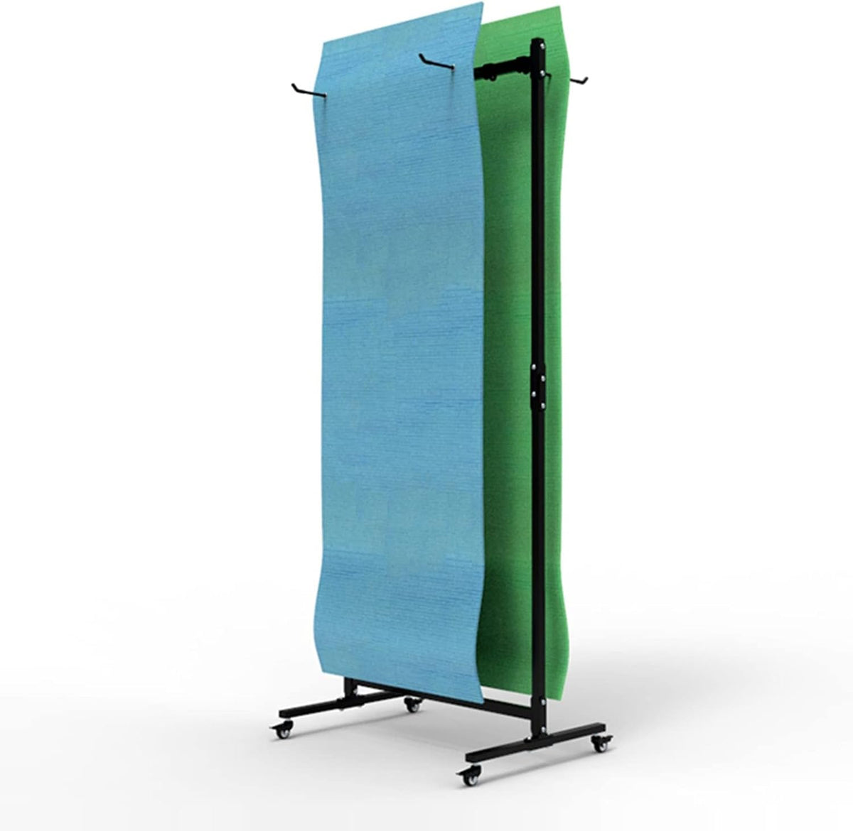 Exercise Mat Storage Cart, Large Metal Gym Rack Organizer with Wheels, Freestanding Holder for Floor Fitness Mats, Home Gym Equipment