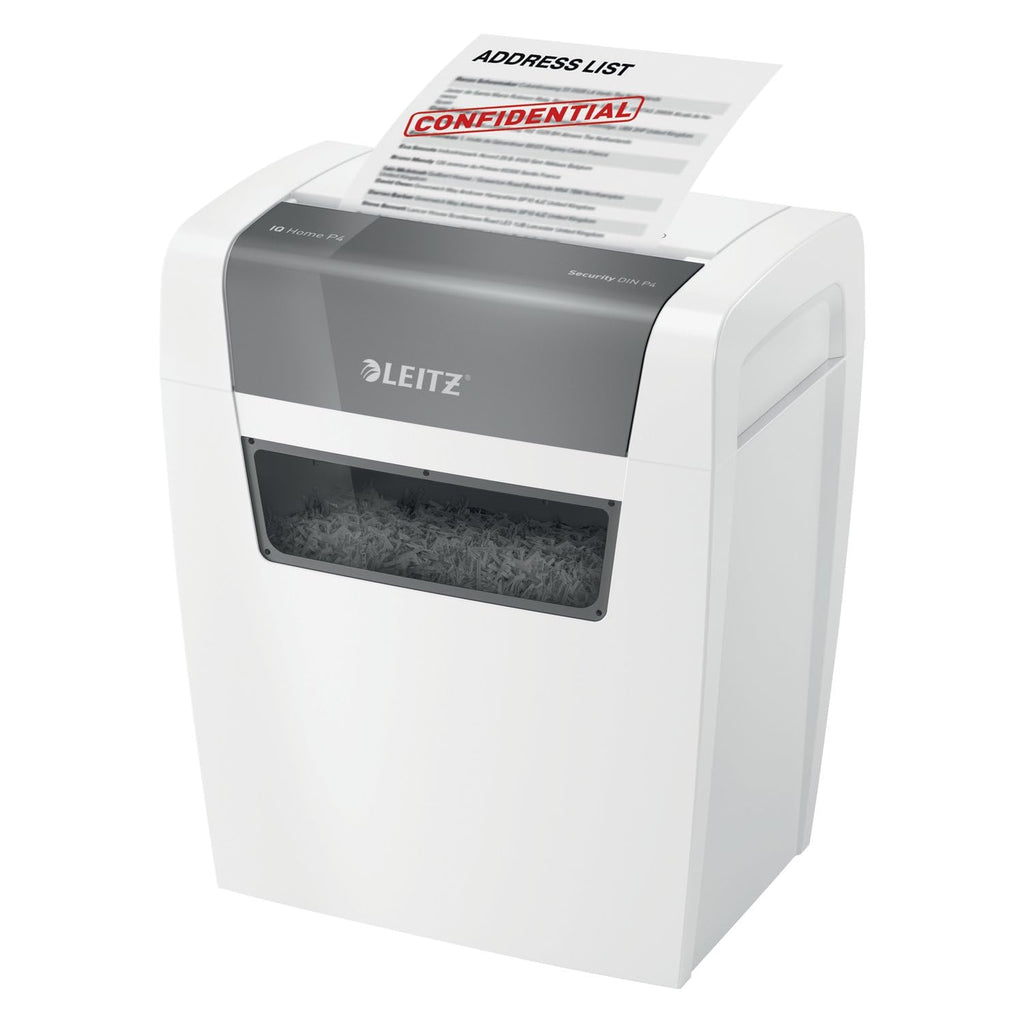 Leitz IQ Paper Shredder, Cross Cut, 10 Sheet, 6 Gallon Bin, P4 Security, Slim, Anti-Jam, Home Office (170004)