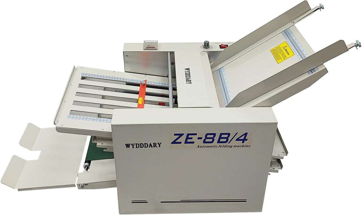 WYDDDARY Automatic Paper Folding Machine Fold Sizes 2x3in to 12x27in Small Horizontal Origami Machine Max Speed 262ft/min for Manuals Document Business Letters 110V 70W