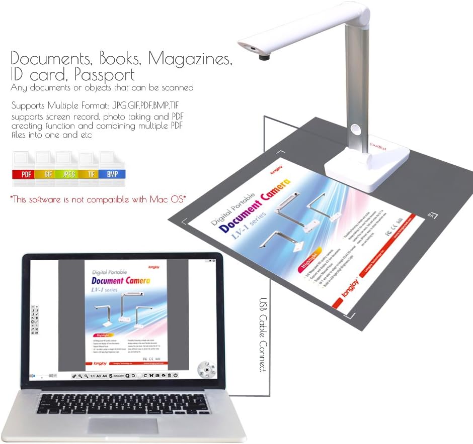 Digital Portable Overhead USB Distance Teaching Document Camera LV-1020 (White)
