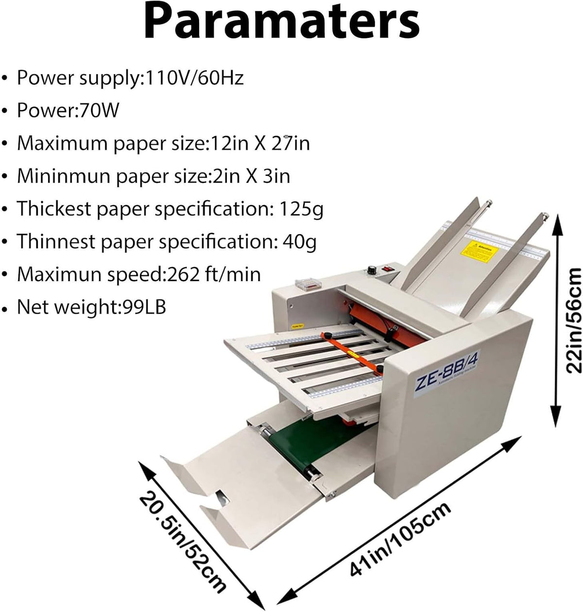 Automatic Paper Folding Machine with 4 Folding Trays, Max Speed 262 ft/min, Max Folding Size 12ââ X 27ââ, High Speed Paper Folder, Adjustable Speed with Automatic Paper Counting