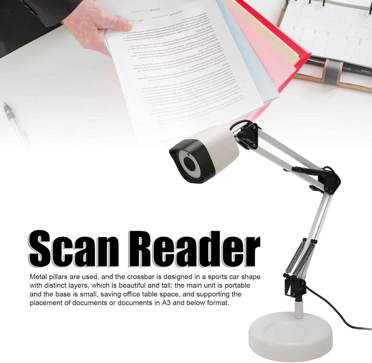 Document Camera, K913AF 8MP USB Document Scanner with 5 Dimming Fill Light, Catch A3, Support OCR, Barcode 2D Code, PDF Convert, Video, for Office ID Cards Notes Magazines