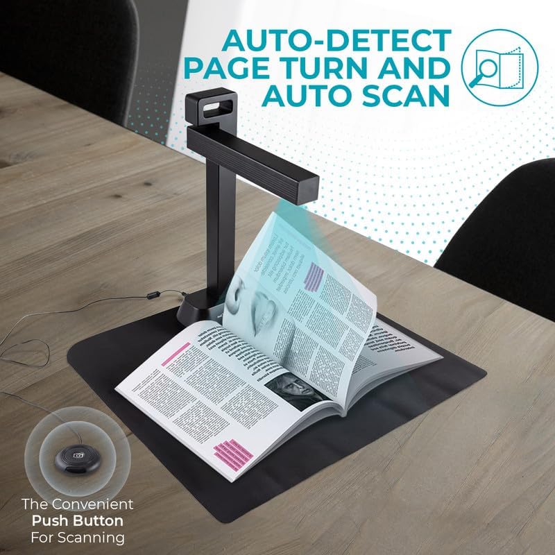 IRIScan Desk 6 Pro A3 Book and Document Scanner with OCR, 138 Languages, Black, 13MP AI-Powered Auto-Flattening and Finger Hiding, USB Powered, Compatible with Windows and Mac, Readiris PDF Included