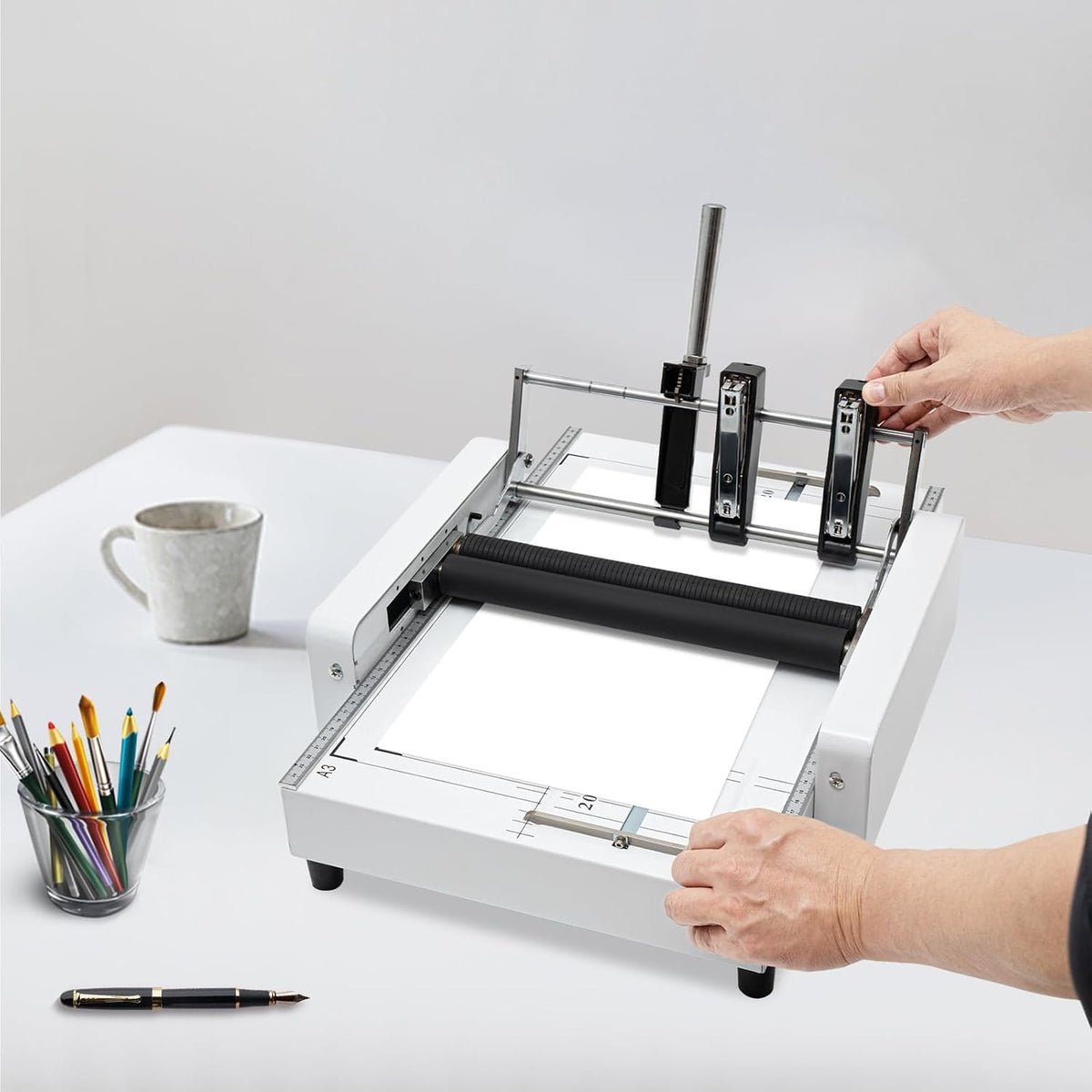 A3 Folding Binding Machine, 2 in 1 Multifunctional Booklet Maker Machine, Professional Book Binding Folding Saddle Stitch, Automatic Booklet Maker for Home, School, Church, Office
