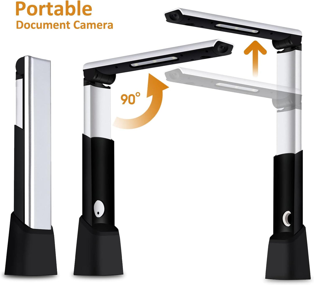 Document Cameras Scanner,10MP CMOS,Visual Presenter Max A3 Size,OCR Technology,W/LED Light and Micphone,Easy-to-Use Tools for 100P Book Scanner PDF, Portable for Teacher,Classroom and Conference