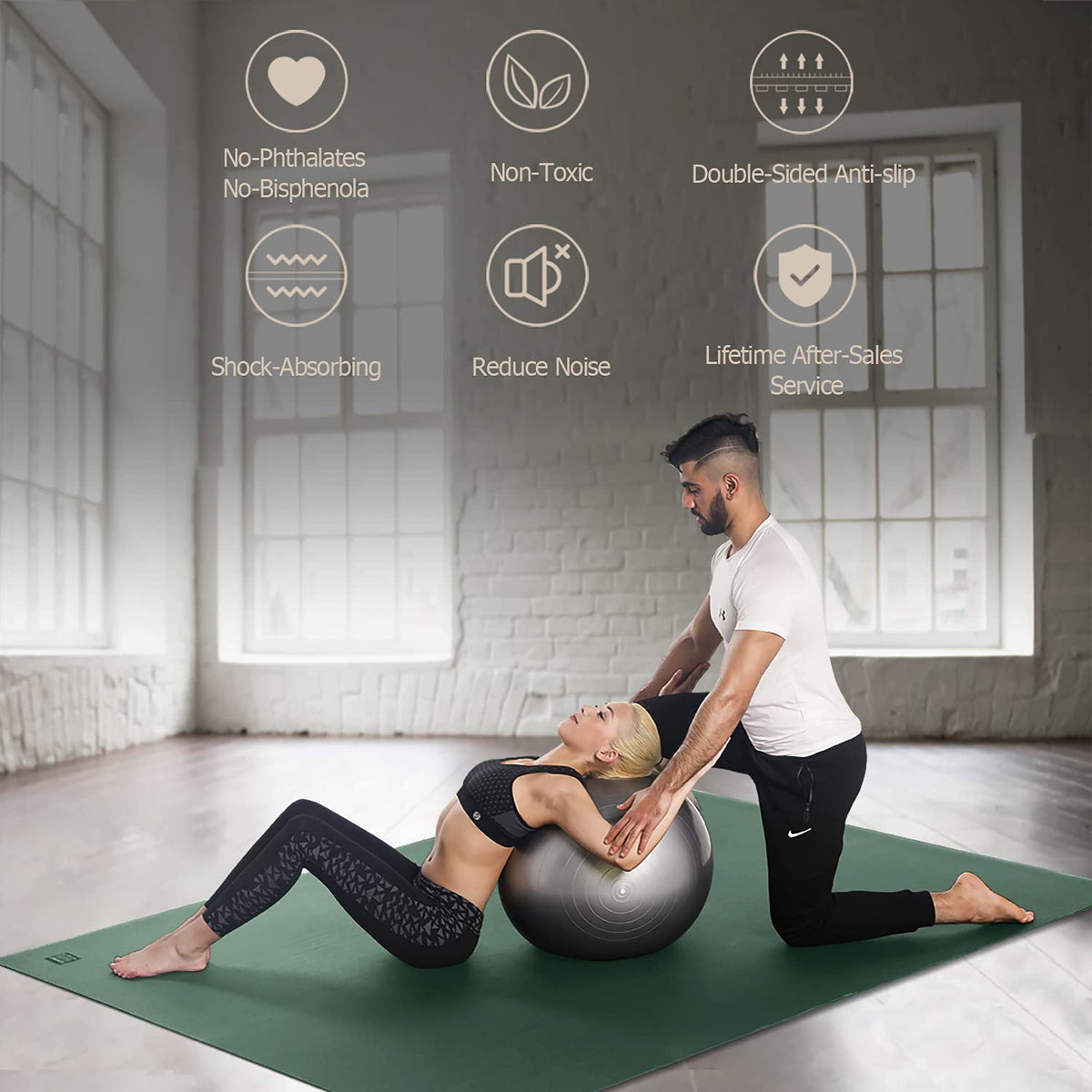 GXMMAT Large Yoga Mat 12'x6'/10'x6'/6'x8'(7mm)