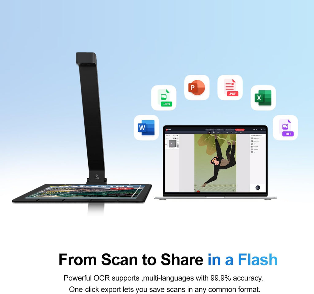JOYUSING Scanpad100 Pro 16MP Portable Document Scanner, USB Document Camera, 1s Per Scan, OCR Text Recognition, AI Enhancement, Capture Size A4, Folds to Go, Support Win & Mac (Not for Books)