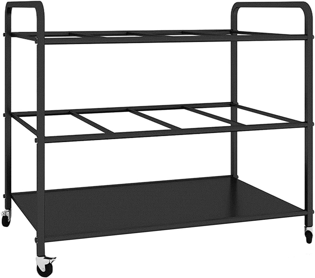 Home Gym Yoga Mat Rack - Rolling Foam Roller Storage Cart with Lockable Wheels, Metal Stand for Exercise Mats & Runner Rugs, Black, 31.5"X19.6"X27.5",Black,31.5x19.6x27.5in