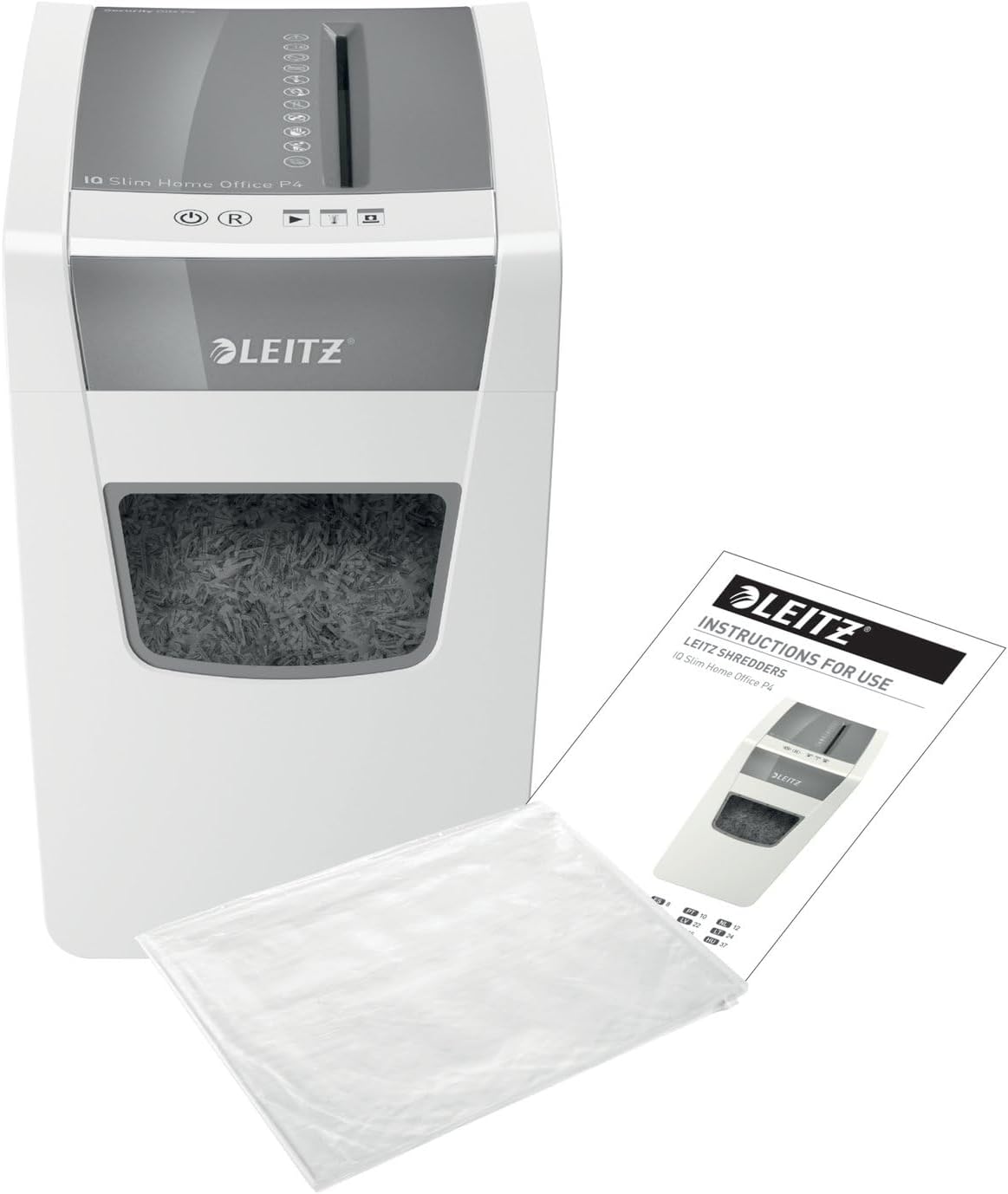 Leitz IQ Paper Shredder, Cross Cut, 10 Sheet, 6 Gallon Bin, P4 Security, Slim, Anti-Jam, Home Office (170004)