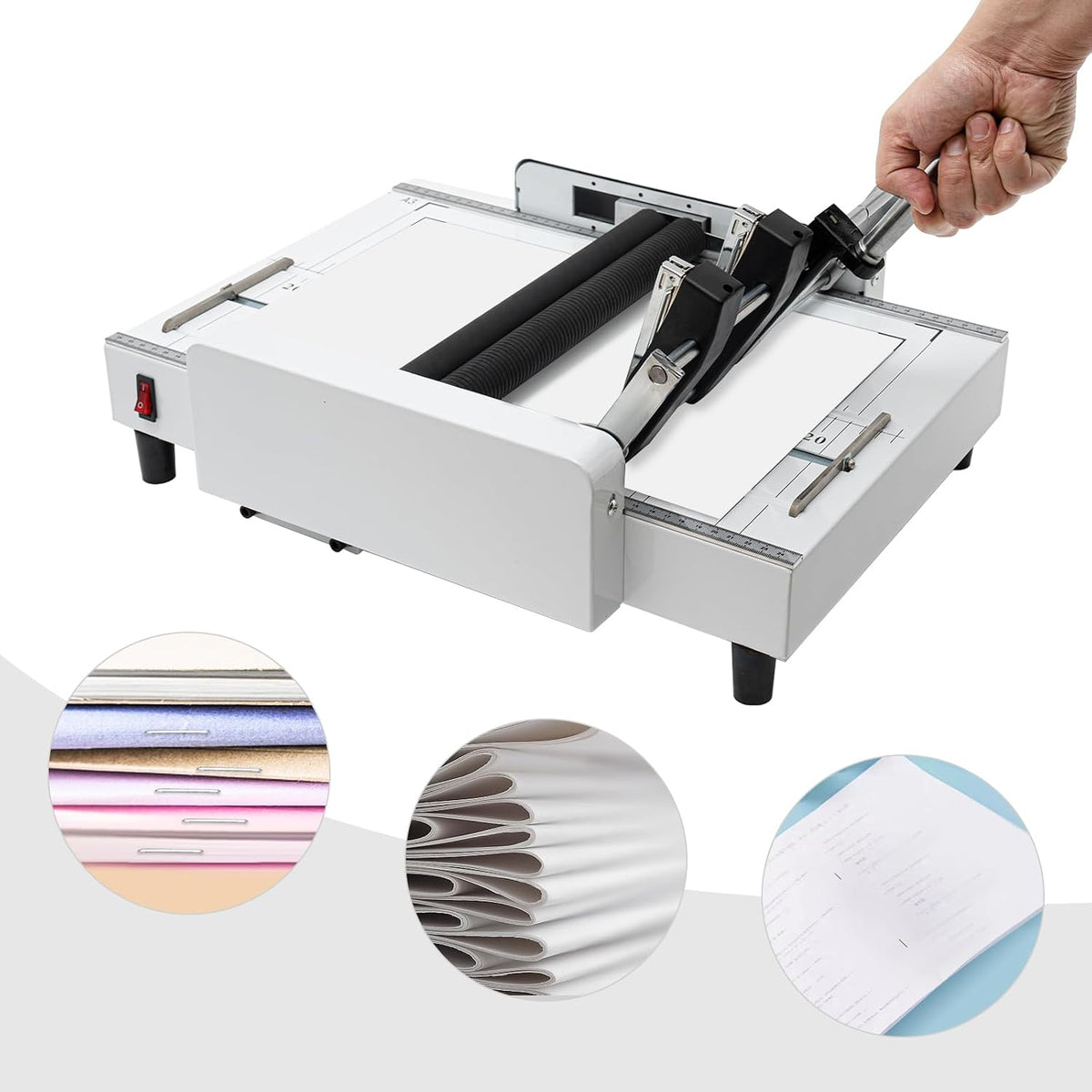 DNYSYSJ A3 Paper Folding Machine, 2-in-1 Electric Paper Binding Machine with Automatic Stopper, Handles 14 Sheets 80g Paper for Booklet Makingï¼Range 5.83 X 8.27 Inch-11.69 X 16.54 Inchï¼