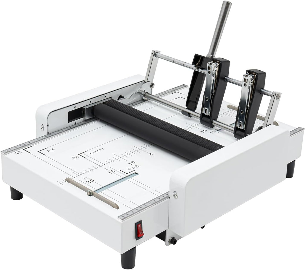 Booklet Maker Machine, A3 Paper Folder Stapler Machine 2-in-1 Design with Silicone Folding Rollers Accurate Binding for Schools Churches Small and Medium-Sized Printing Stores Graphic Advertising