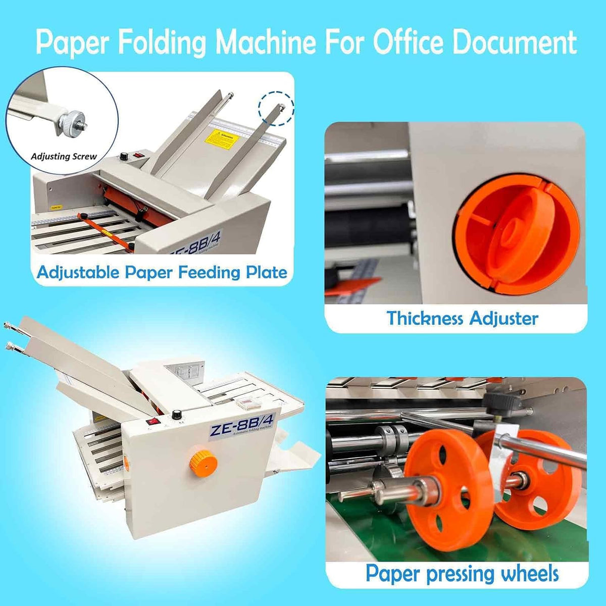 Automatic Paper Folding Machine, Electric Paper Folder with 4 Trays