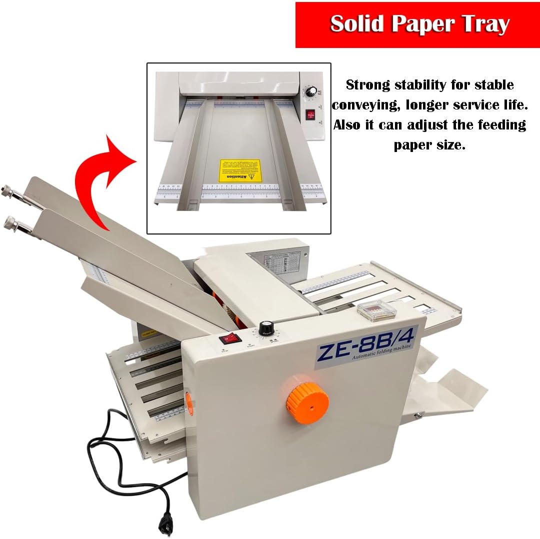 Automatic Paper Folding Machine Horizontal Desktop Paper Folder for Documents 2x3 to 12x27 inches, with Adjustable Speed up to 262 ft/min & Digital Counter for Manuals, Letters, Brochures