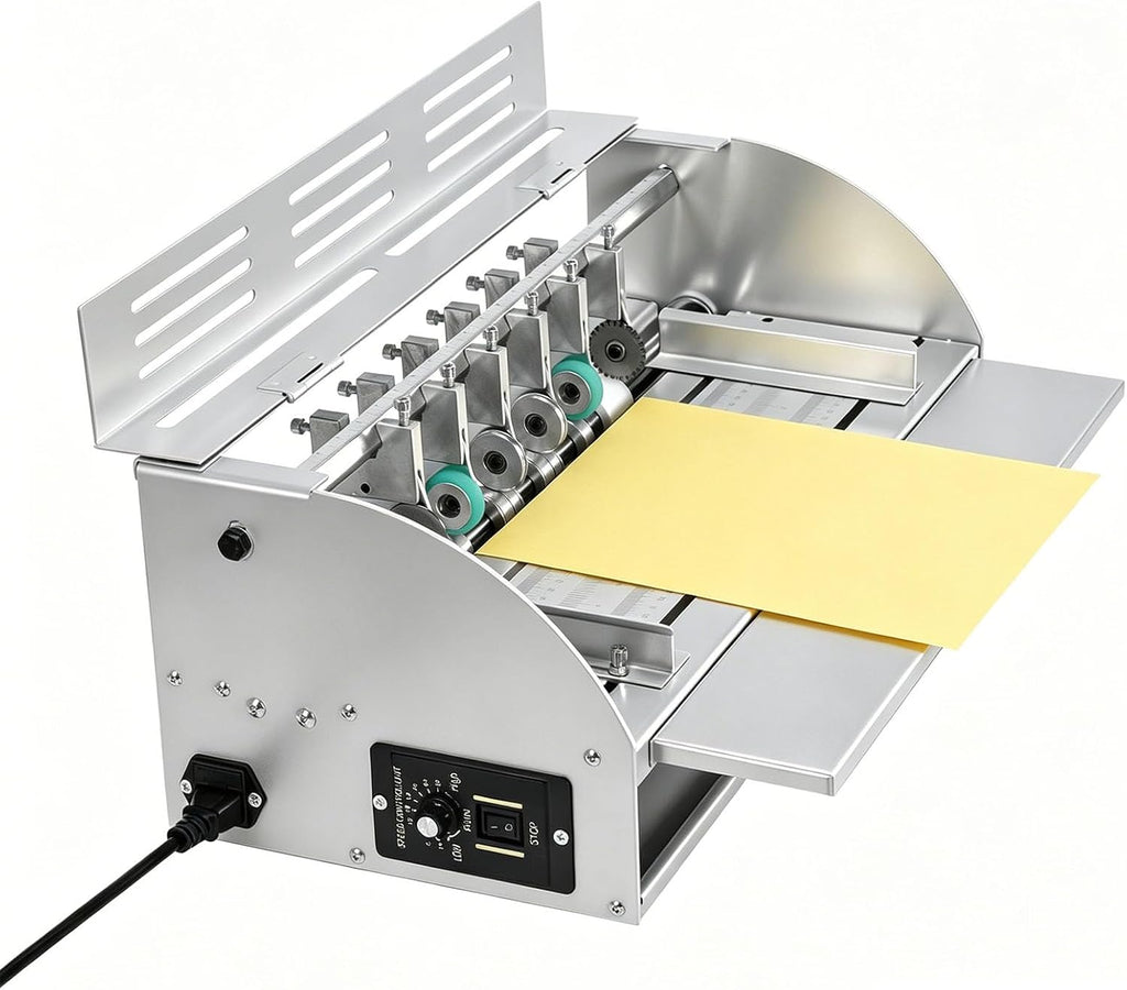 3-in-1 Electric Paper Creasing and Folding Machine - Adjustable Speed 0-100