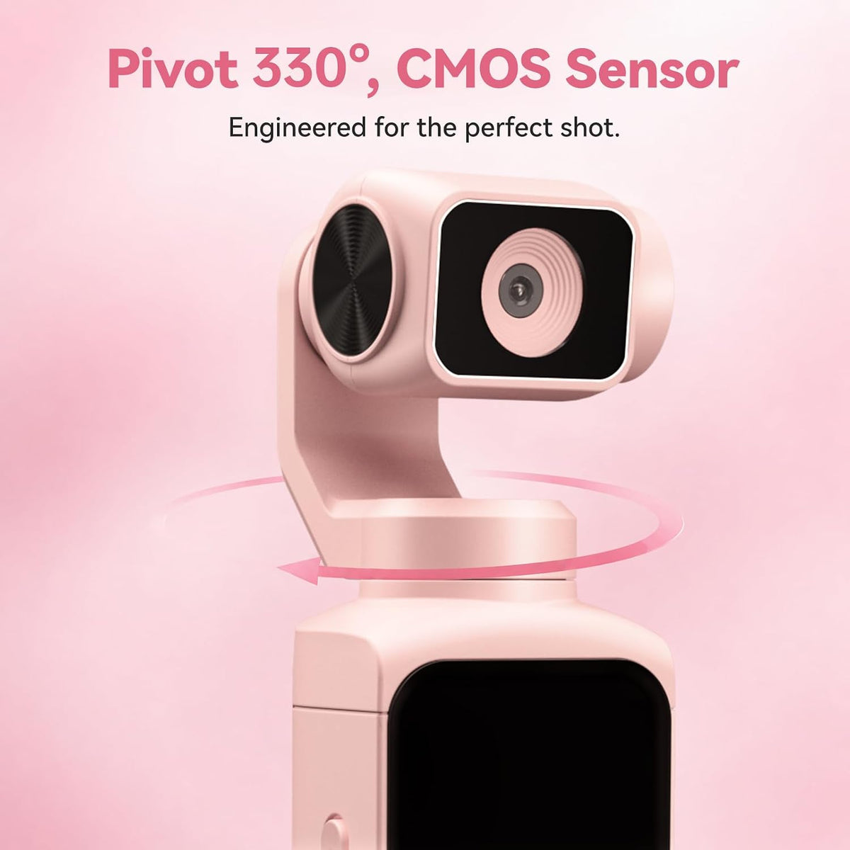4K Pocket Vlogging Camera with 330Â° Rotating Lens, Face Tracking - Pink
