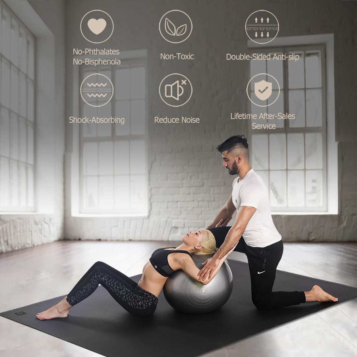 GXMMAT Large Yoga Mat 12'x6'/10'x6'/6'x8'(7mm)
