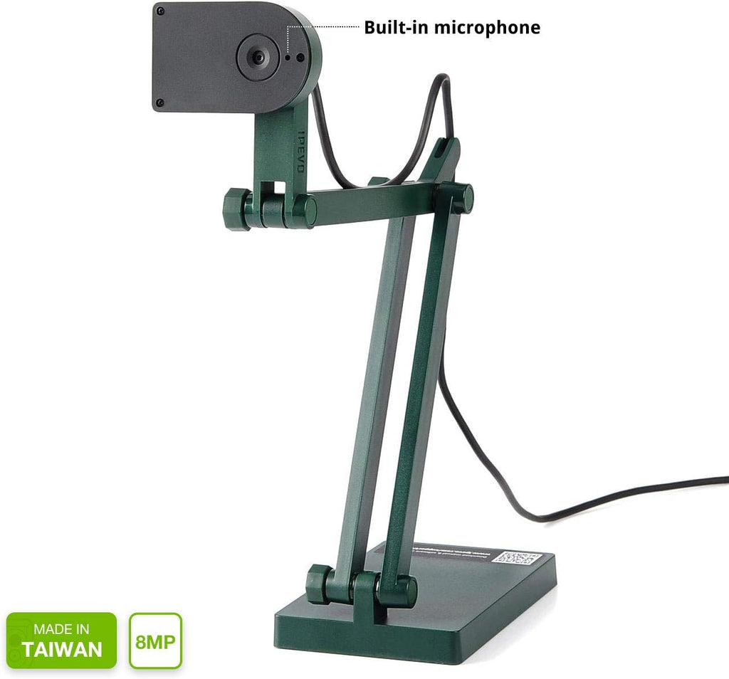 IPEVO V4K Ultra High Definition 8MP USB Document Camera â Mac OS, Windows, Chromebook Compatible for Live Demo, Web Conferencing, Distance Learning, Remote Teaching, Green