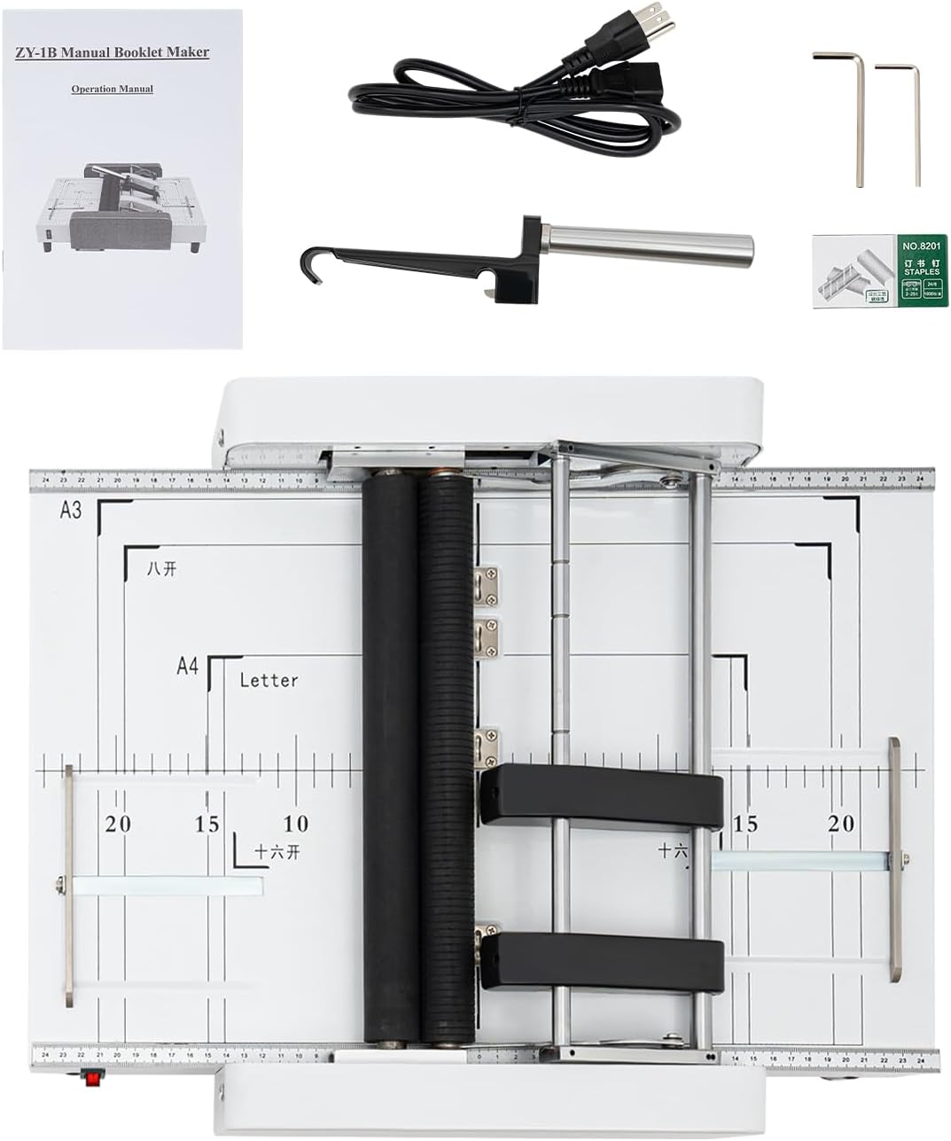 A3 Booklet Maker Automatic Paper Folding and Binding Machine Booklet Folder Stapler Stapling Machine 110V 60W