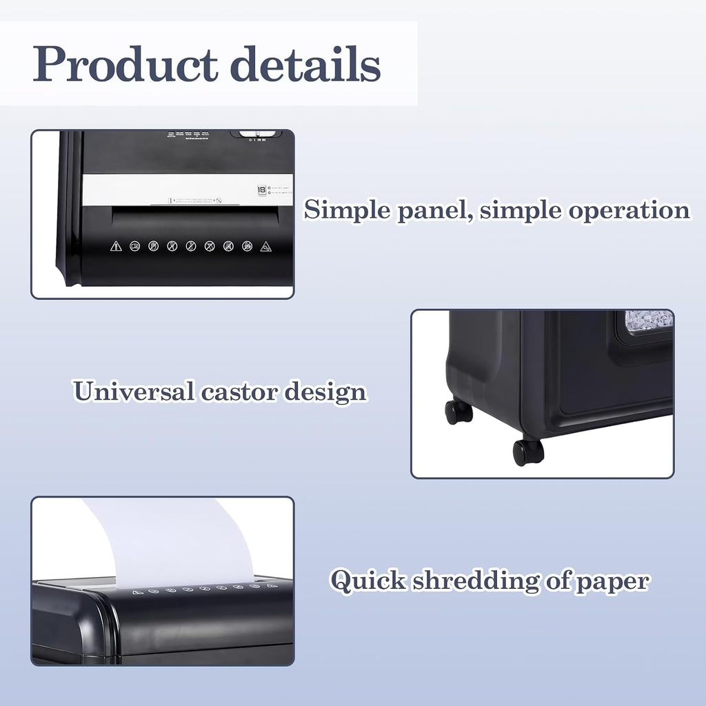 18âSheet MicroâCut Paper Shredder for Home Office â Pâ4 Security, 30âMin Continuous Run, 7âGallon Bin, Portable on 360Â° Casters, AntiâJam, Quiet MicroâCut Document Shredder