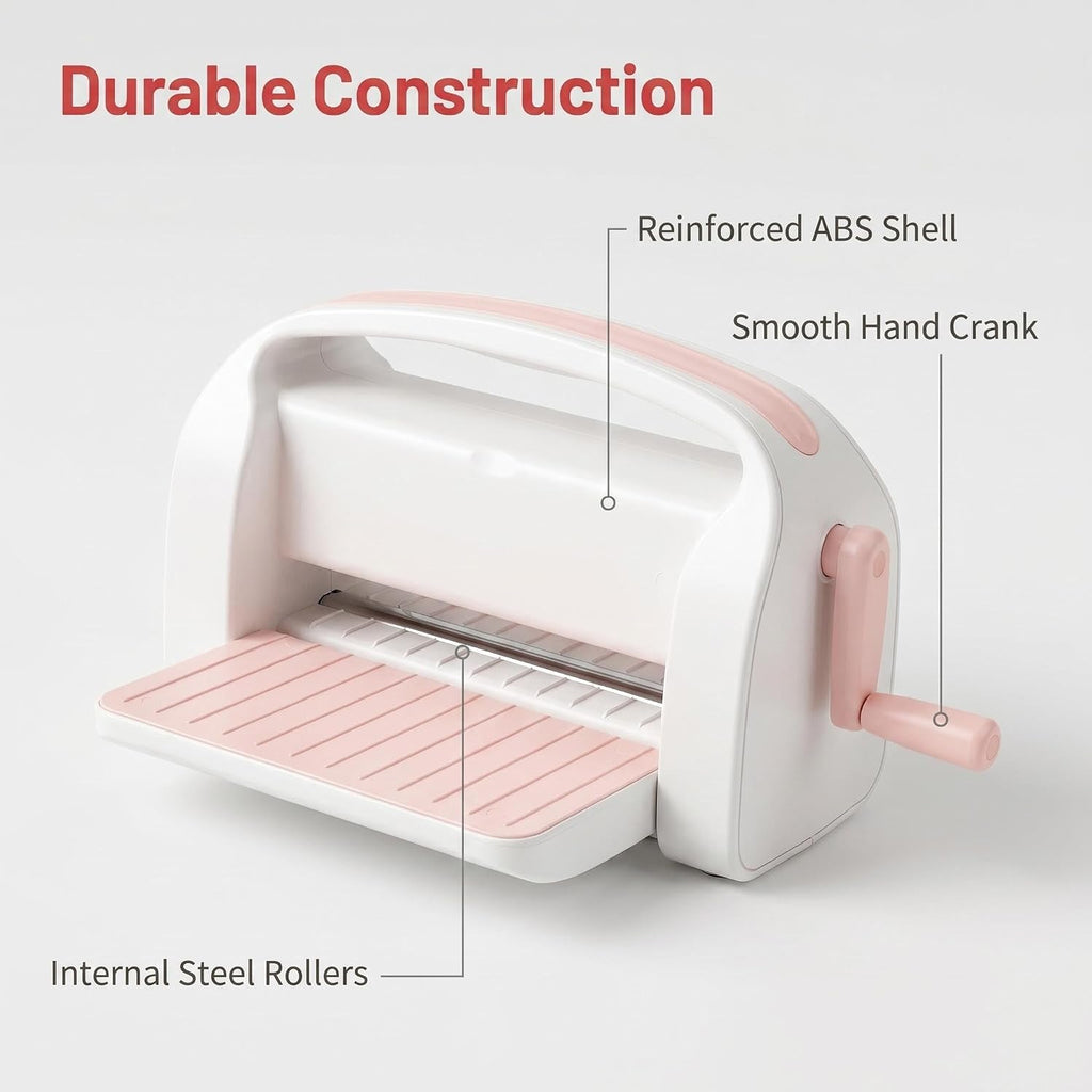 9-Inch Die Cutting & Embossing Machine with Adjustable Pressure Dial, Full Starter Kit for Card Making & Scrapbooking, Manual Craft Cutting Machine with Foldable Platform and Steel Rollers